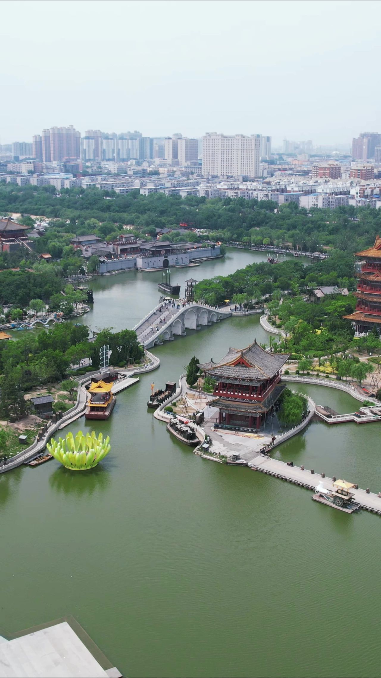 河南开封城市风光旅游景区航拍 
