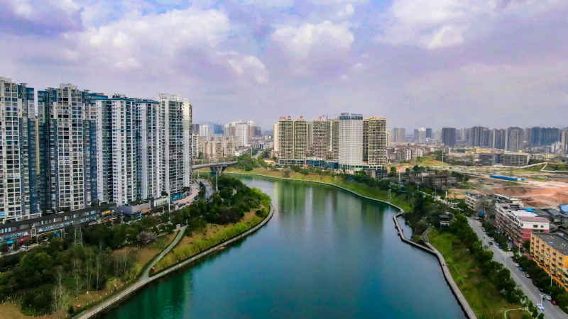 湖南怀化城市风光航拍 