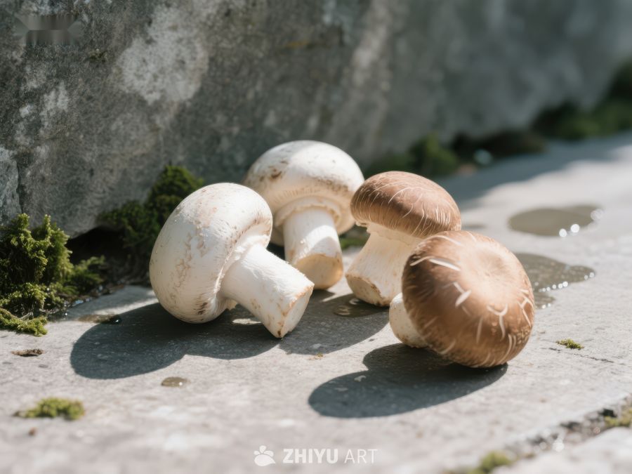石墙旁的蘑菇群 356