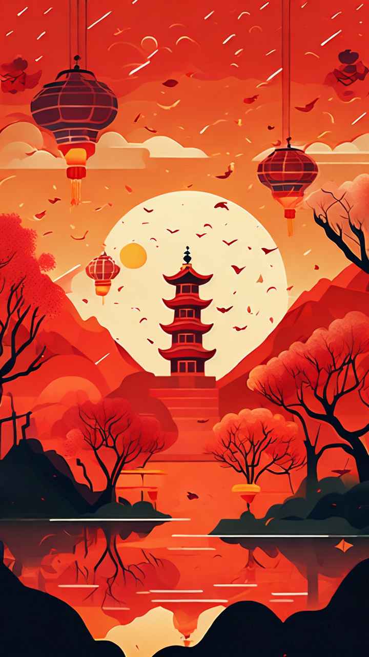 春节闹花灯简约插画 16
