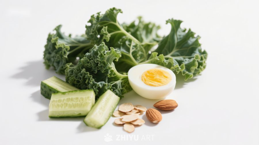 新鲜蔬菜与坚果鸡蛋组合