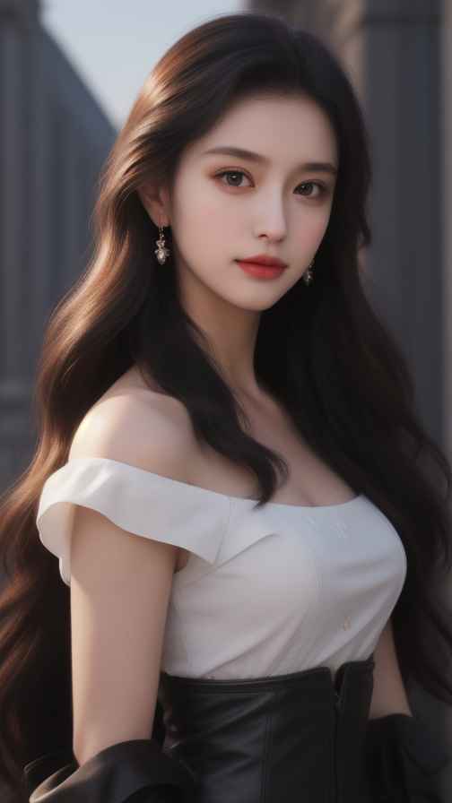 黑色皮衣美女