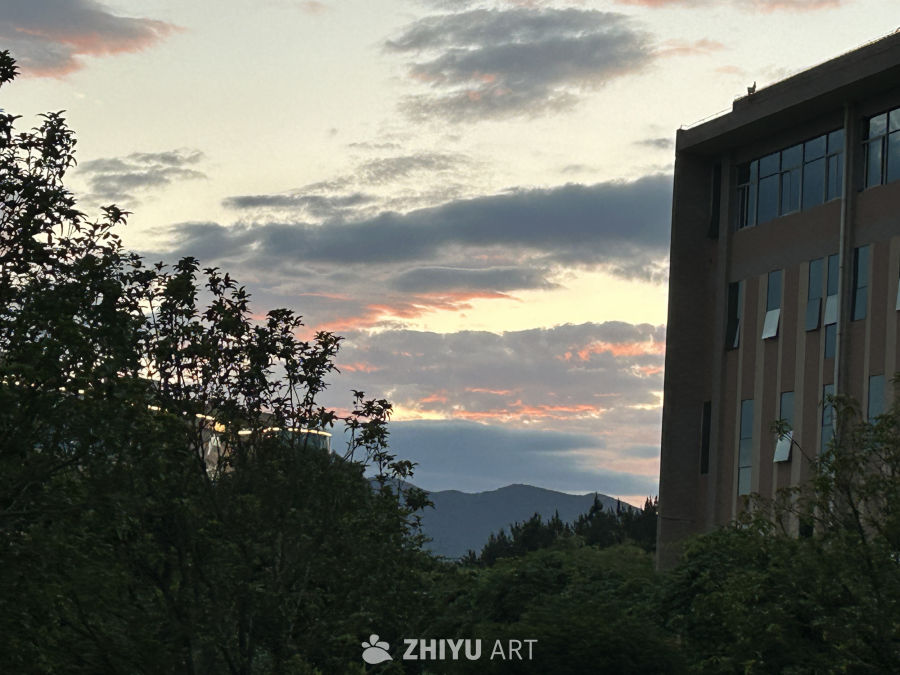 夕阳下的城市与自然