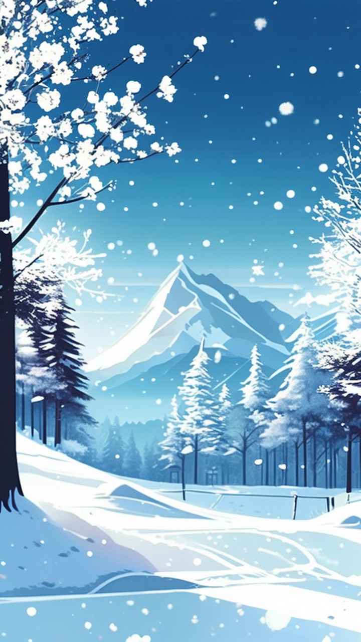 雪景唯美插画小屋 19