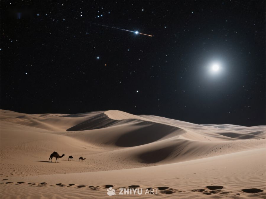 沙漠夜景：骆驼与星空 77