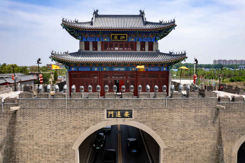 河南开封城市风光地标建筑旅游景区航拍图 