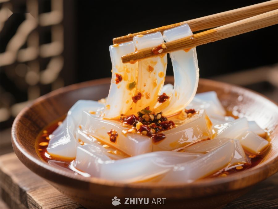 麻辣凉粉，筷子夹起的美味瞬间 925