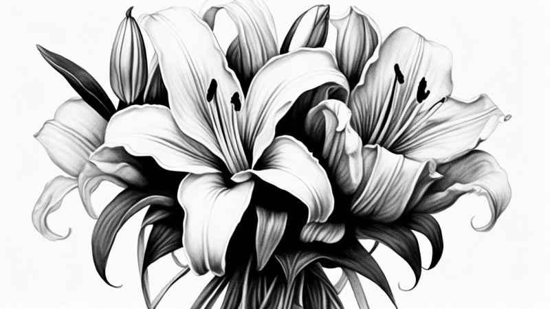 百合捧花插画平涂 12