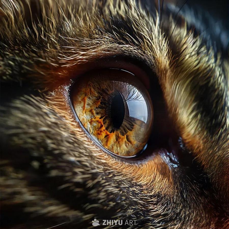 一只猫的眼睛，从瞳孔放大状态过渡到聚焦状态。猫眼睛