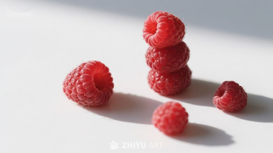 新鲜覆盆子的静物排列