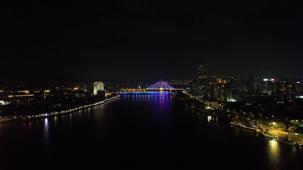 广东惠州城市夜景灯光航拍