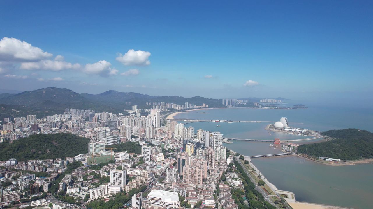 广东珠海城市风光航拍 