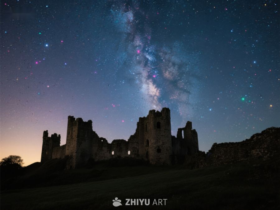 星空下的古老城堡遗迹 178