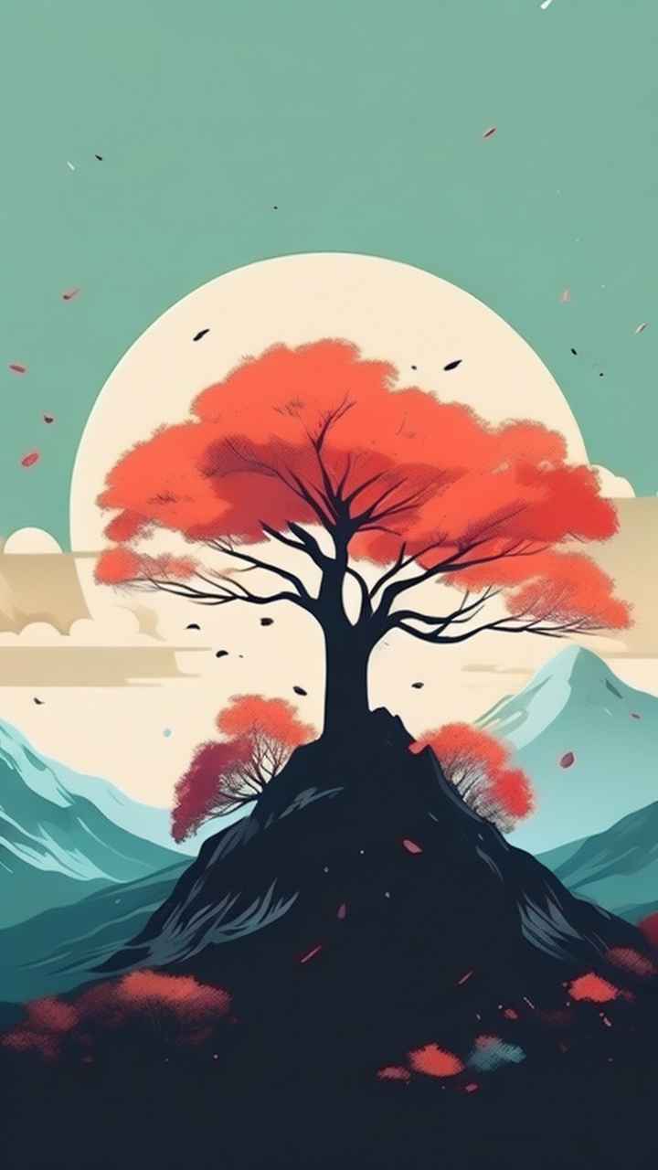 一幅画画着树极简主义 3