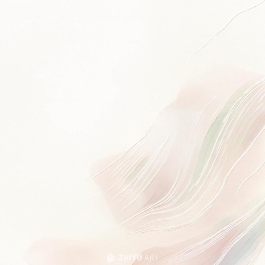 白色背景上呈现出水彩绘画效果，带有柔和的粉彩色纹理