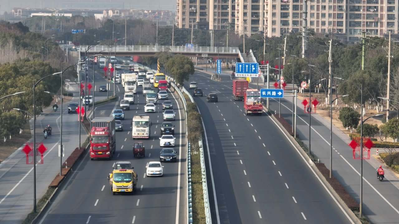 城市道路车流繁忙景象
