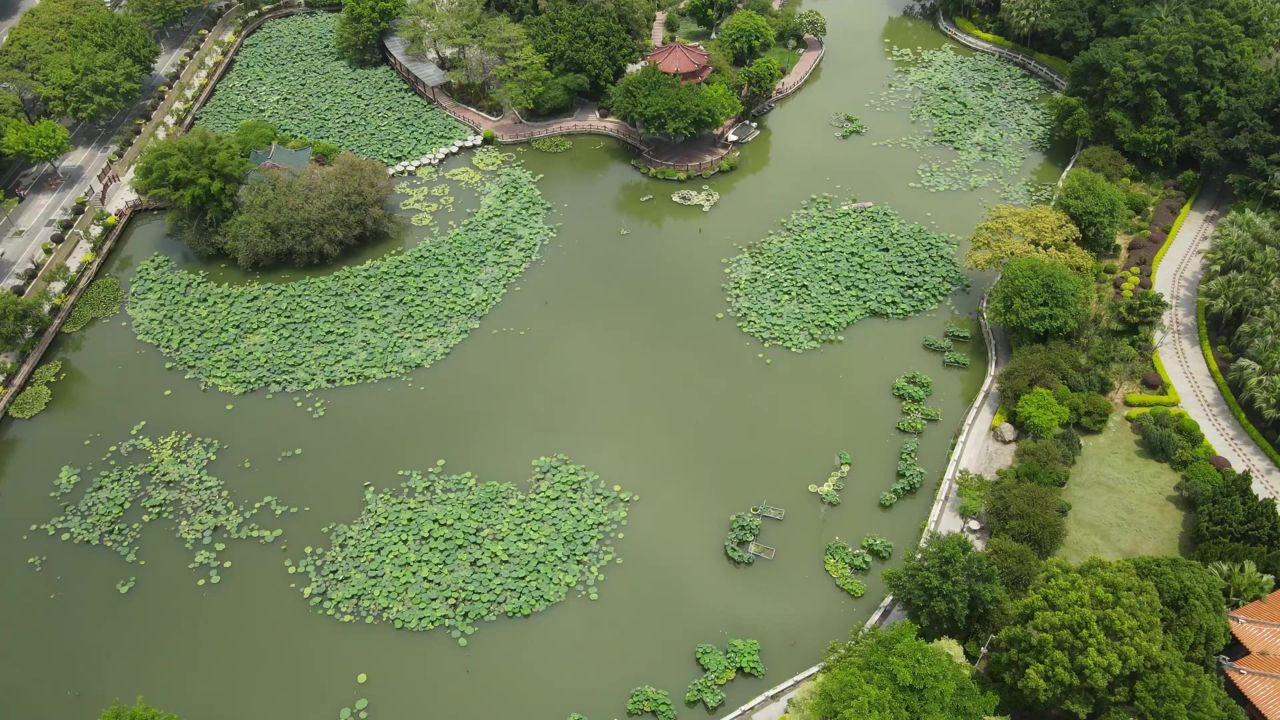 福建泉州西湖公园航拍