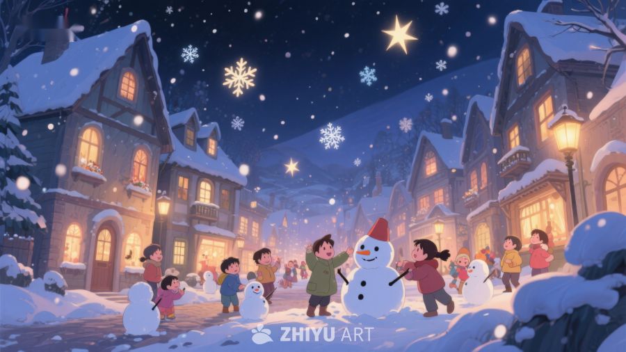 冬夜雪景中的欢乐时光 112
