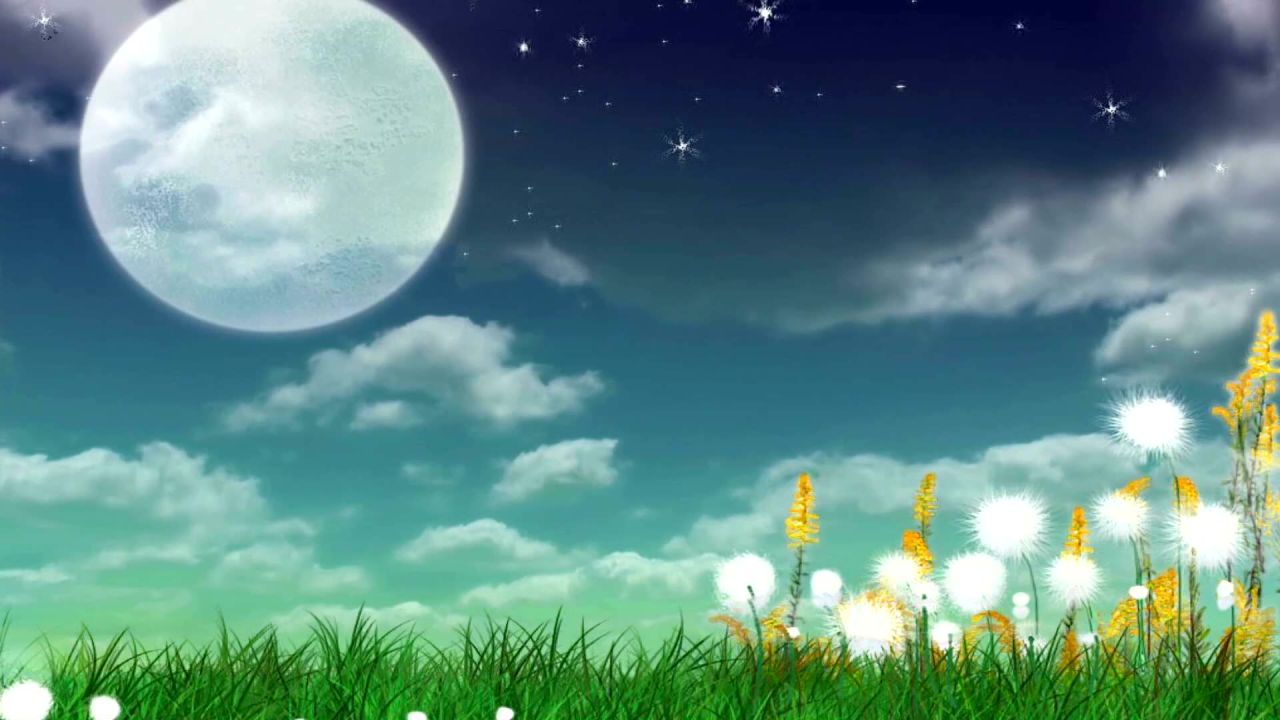 唯美大海上升月亮白月光蓝色夜空圆月明月大屏幕舞台LED视频  