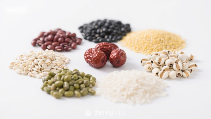 多种谷物与豆类的组合展示