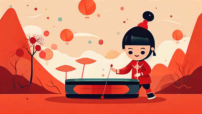 过年春节打太平鼓简约插画 4