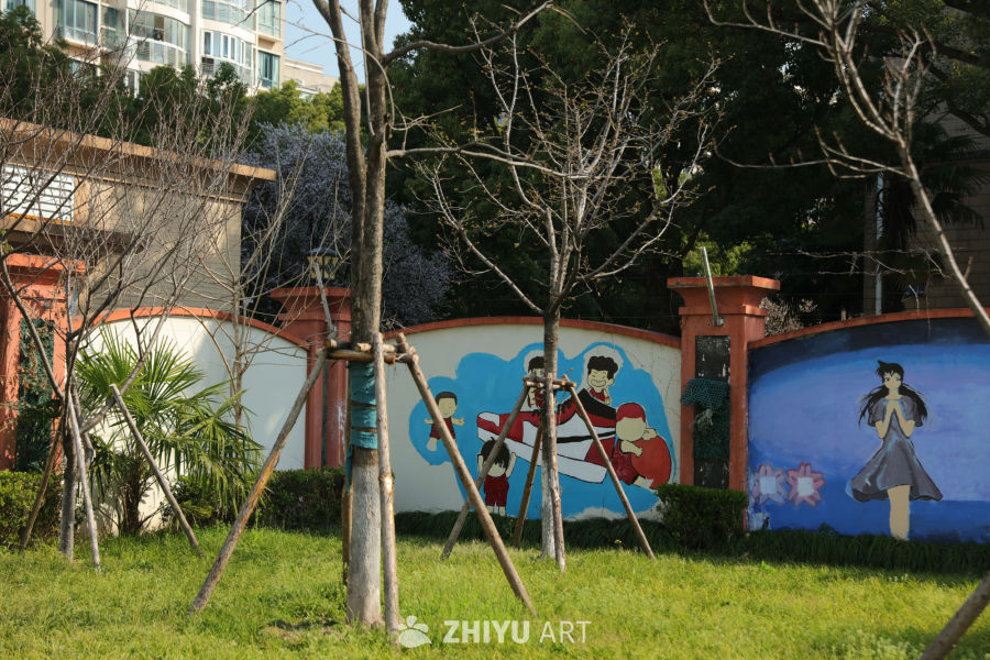 上海市实验学校的墙绘