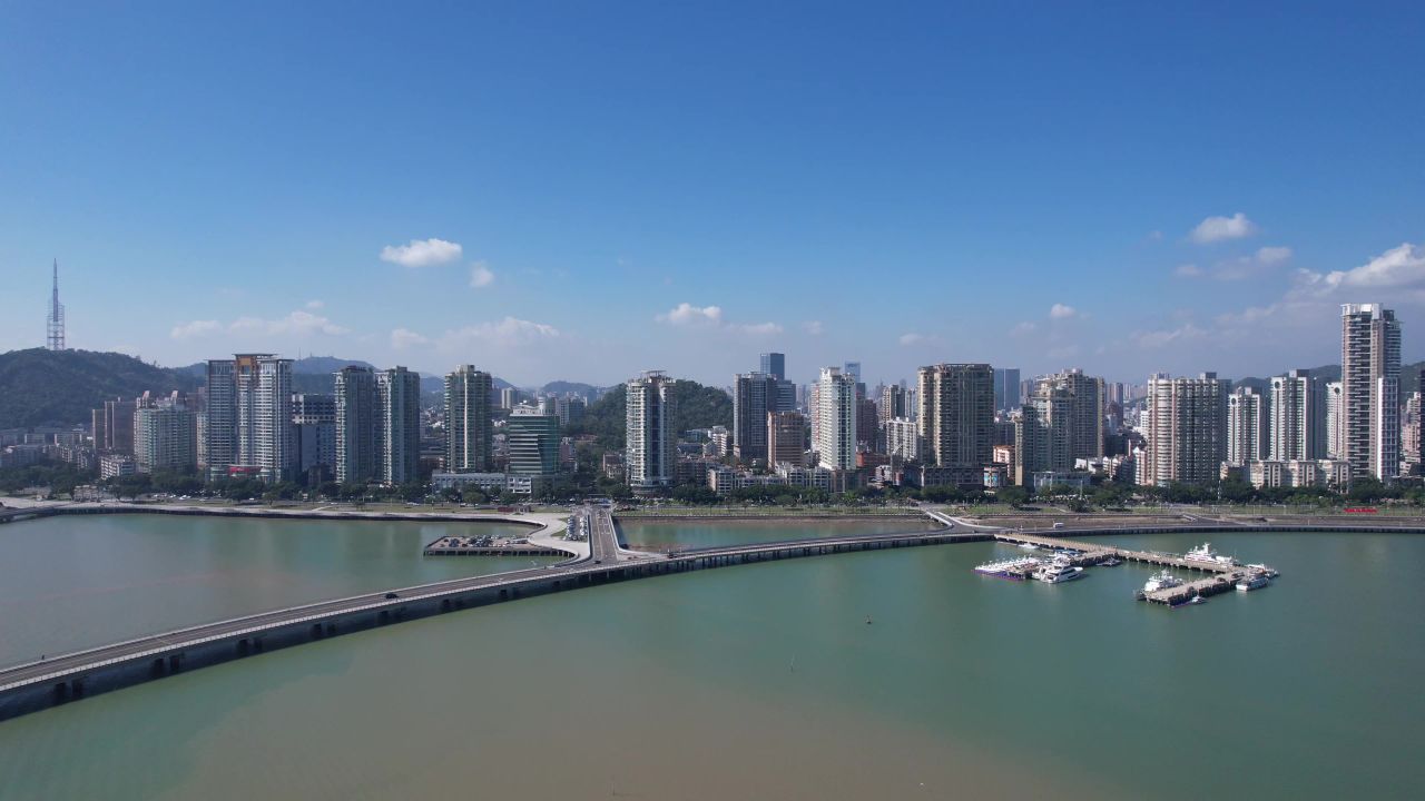 广东珠海城市风光航拍 