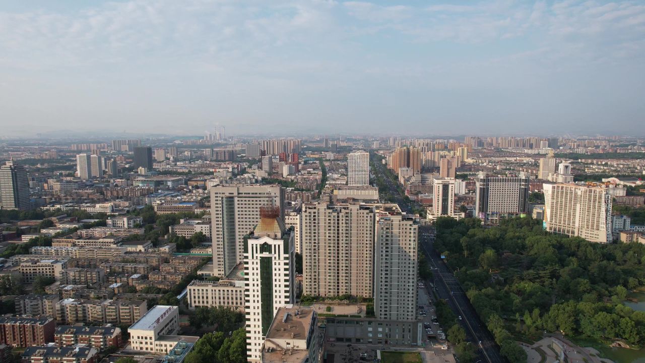 山东淄博城市建设航拍  