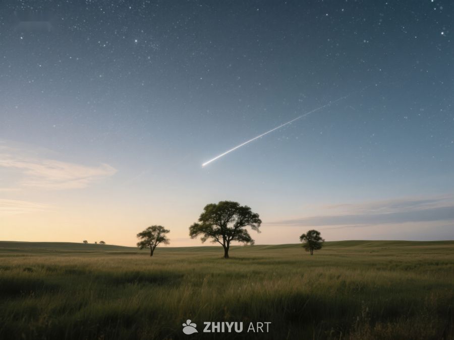 夜空流星划过宁静草原 248