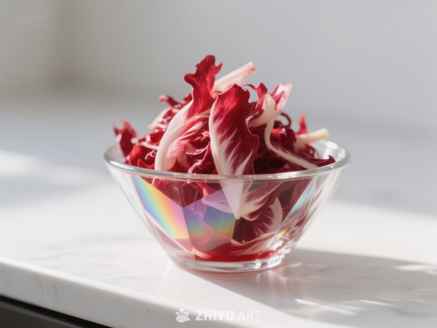 玻璃碗中的红菊苣 46