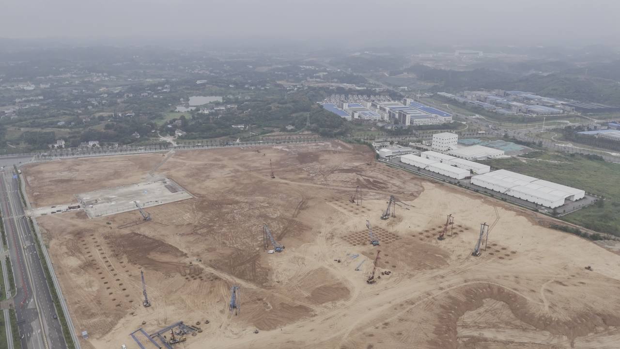 航拍工业区建设工地