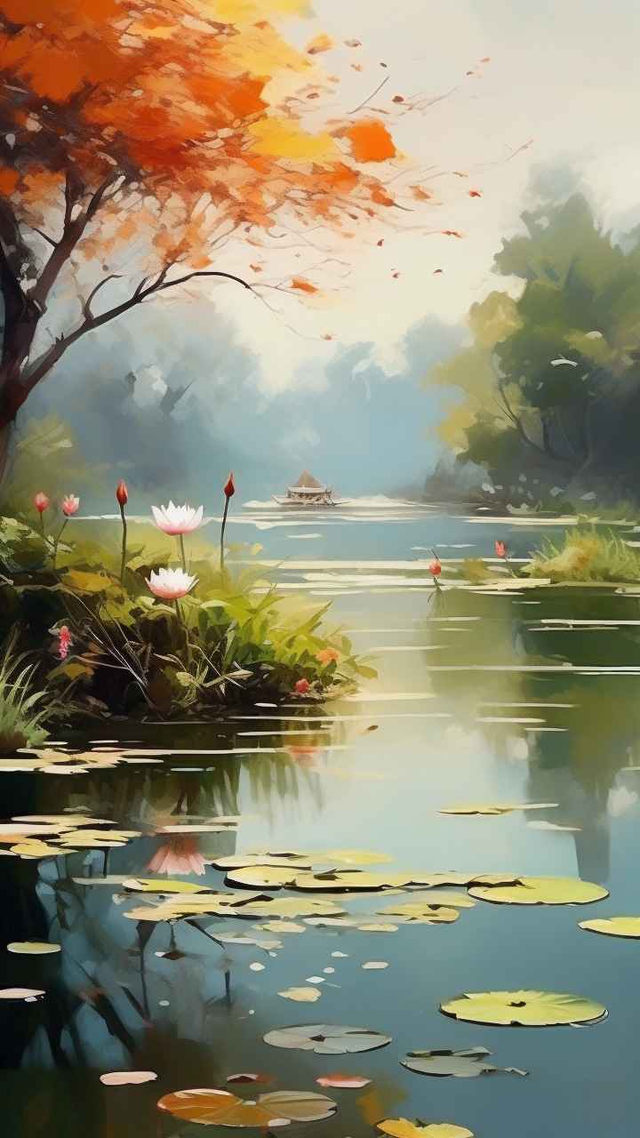 国风水墨山水画简约风格插画 36