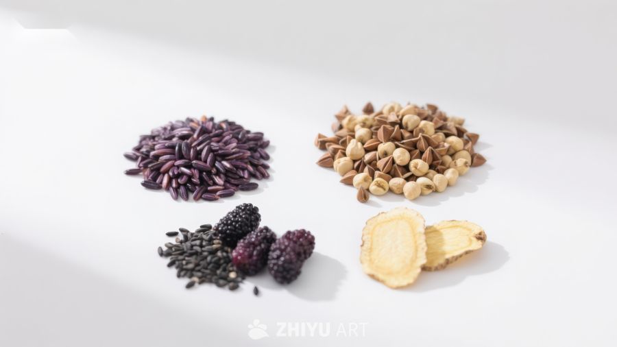 多种天然食材的组合展示