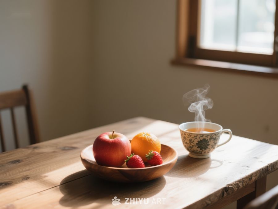 热茶与水果的静谧时光 461