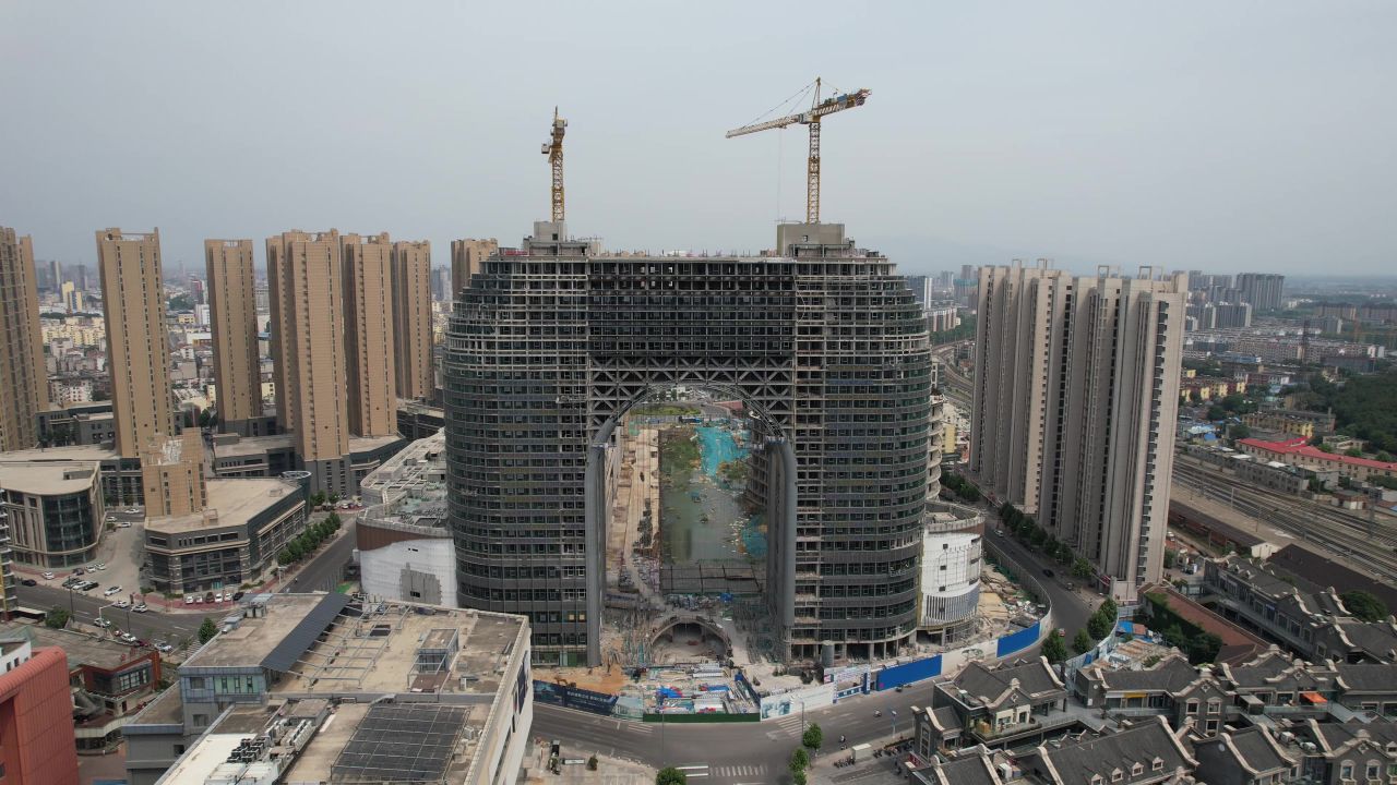 山东泰安城市风光航拍 
