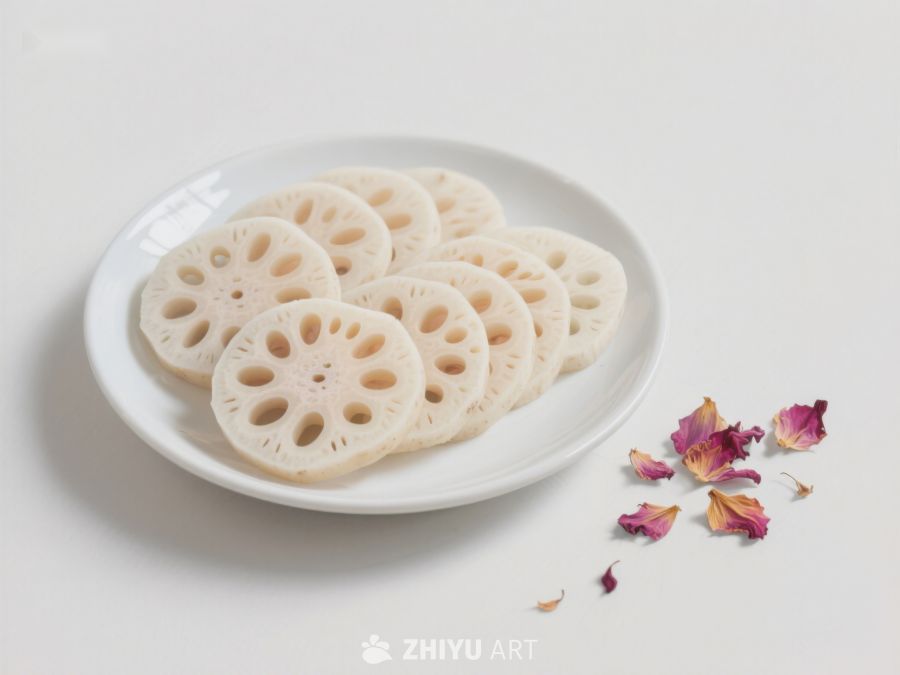 莲藕切片与花瓣点缀 241