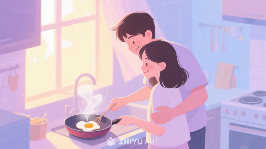 温馨厨房：情侣共同烹饪早餐 382