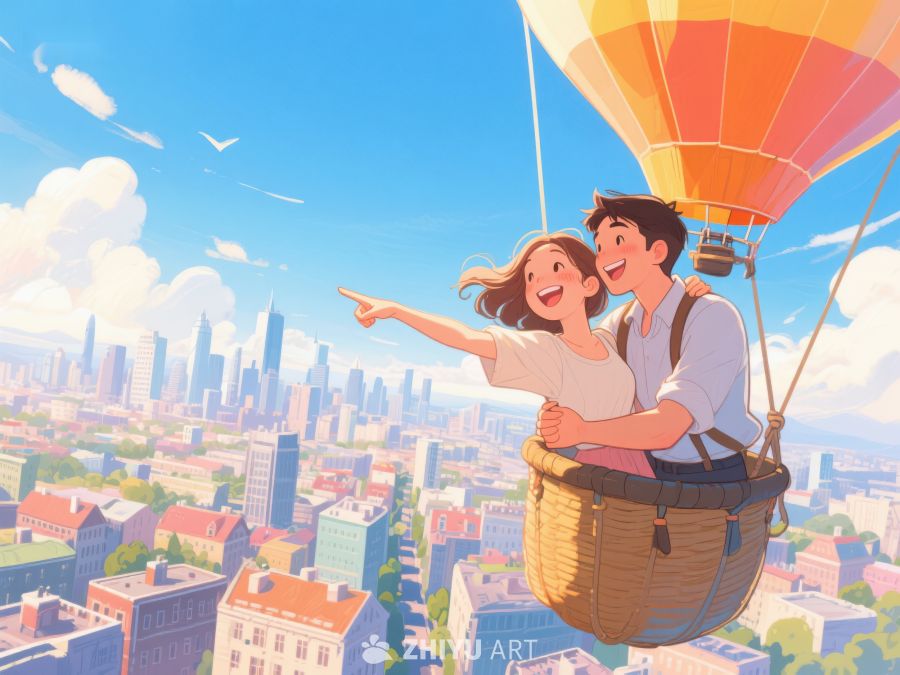 热气球上的欢笑情侣 574