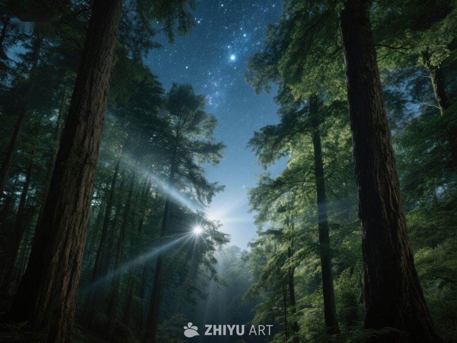 星光穿透森林夜景 127