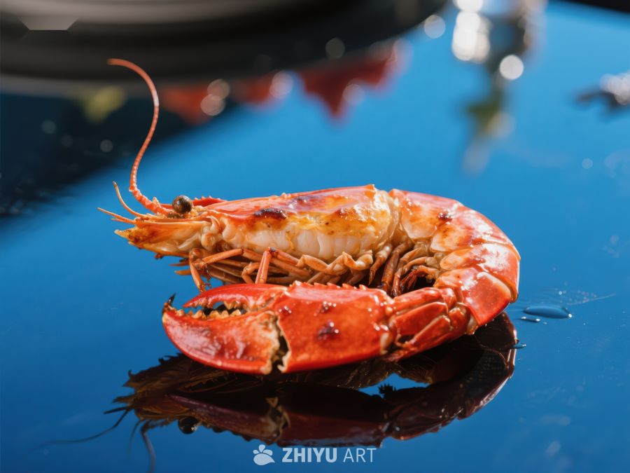 烤制鲜美大虾特写