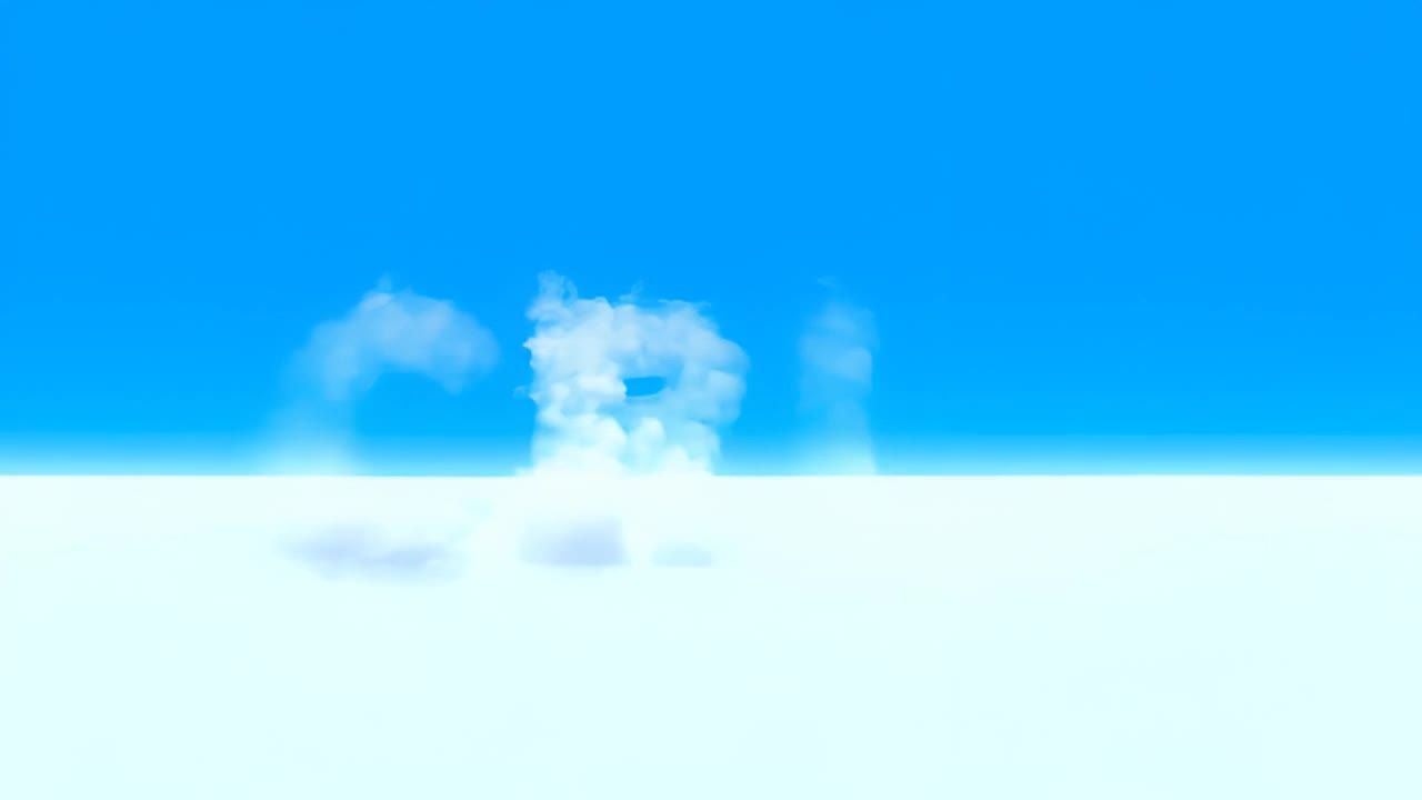 画面中，上方是明亮的蓝色天空，下方是浅蓝色到白色的