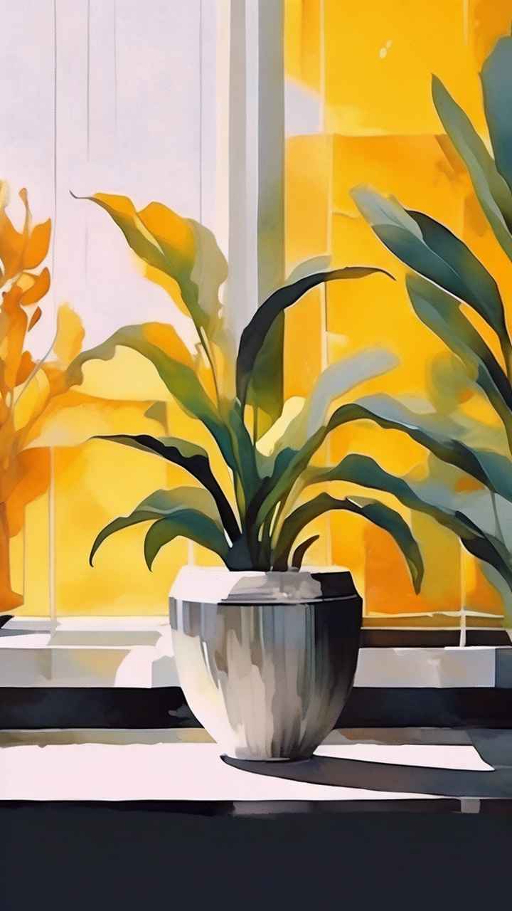 植物抽象黄色静态插画 12