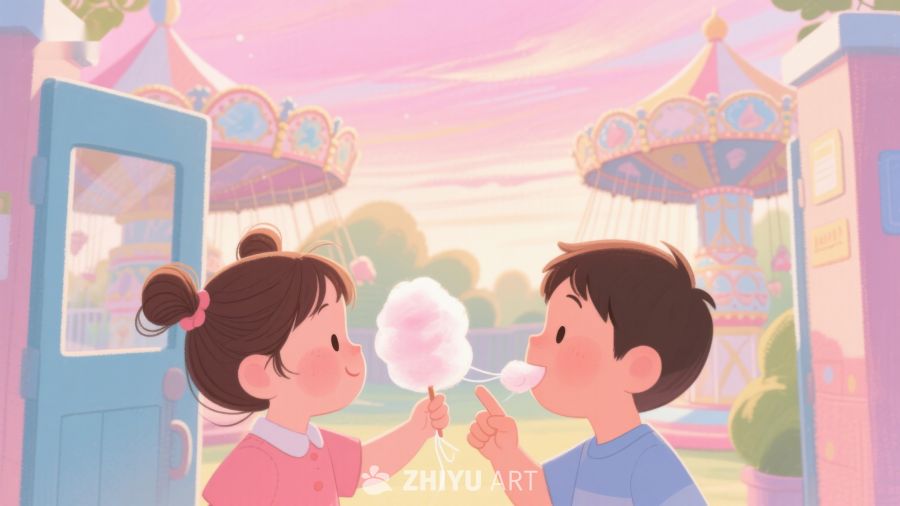 儿童共享棉花糖的欢乐时光 184