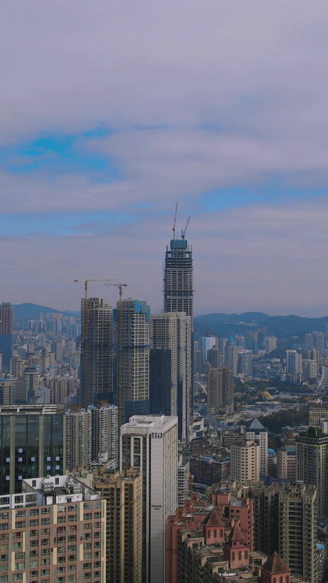  贵阳城市风光交通竖屏航拍 