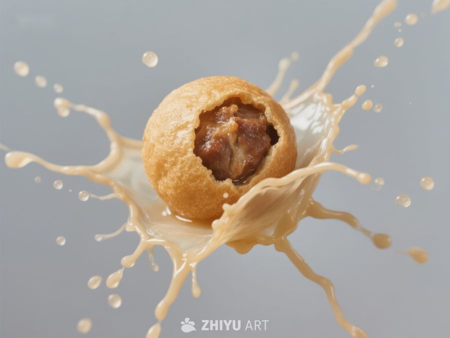 酥脆球体与液体碰撞瞬间 883