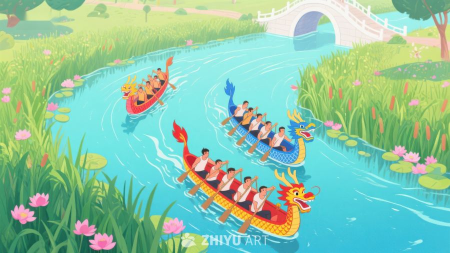龙舟竞渡，水乡美景 282