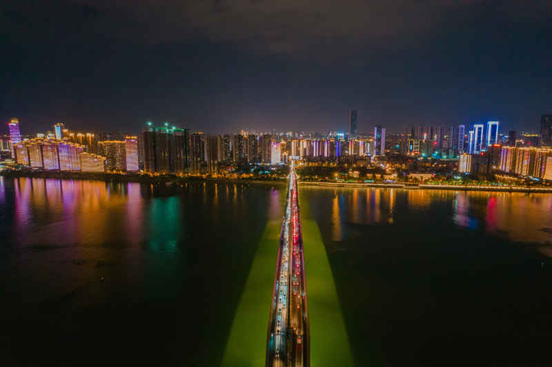 航拍 湖南 长沙 城市 夜景 长沙建设
