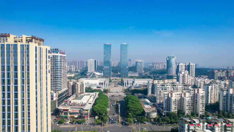 广东江门城市风光航拍图 
