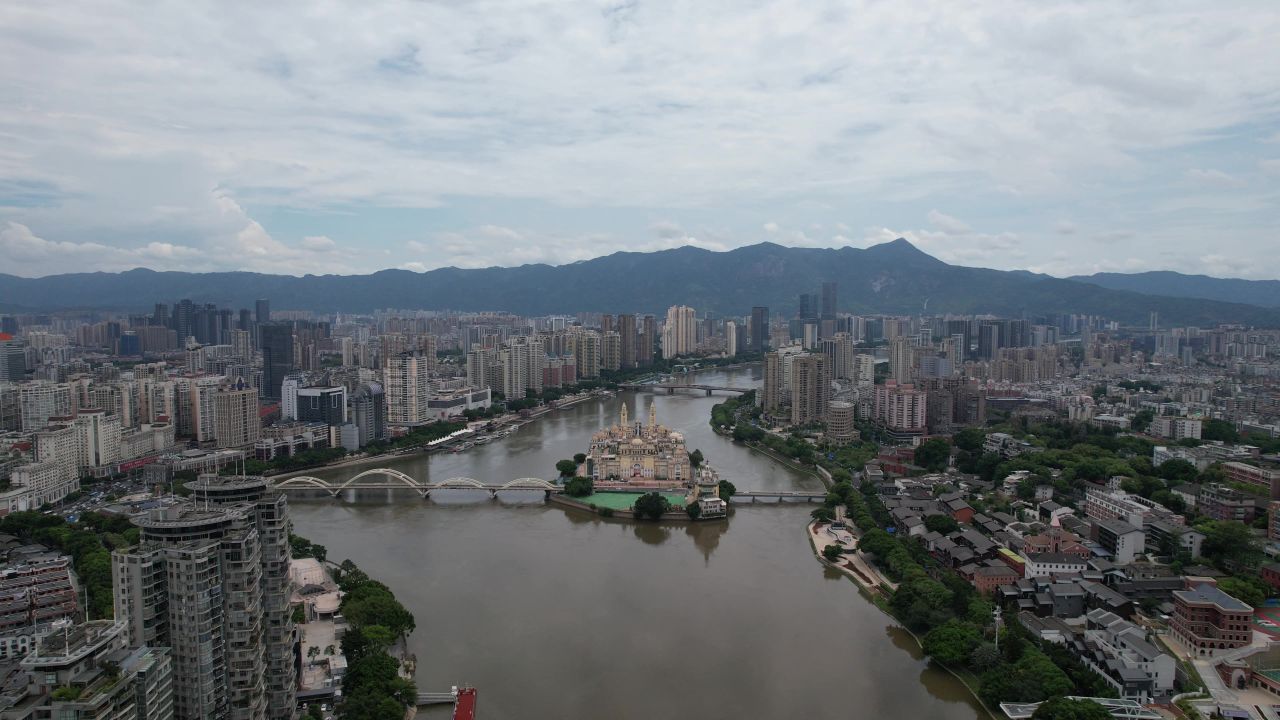 福建福州解放大桥中洲岛航拍
