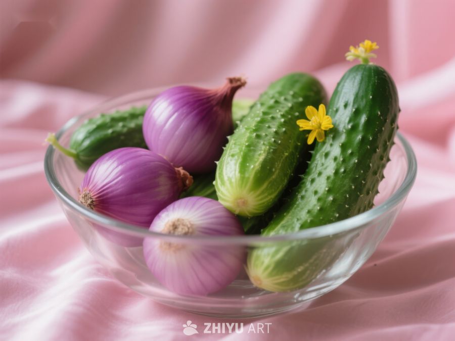 玻璃碗中的黄瓜与洋葱 3